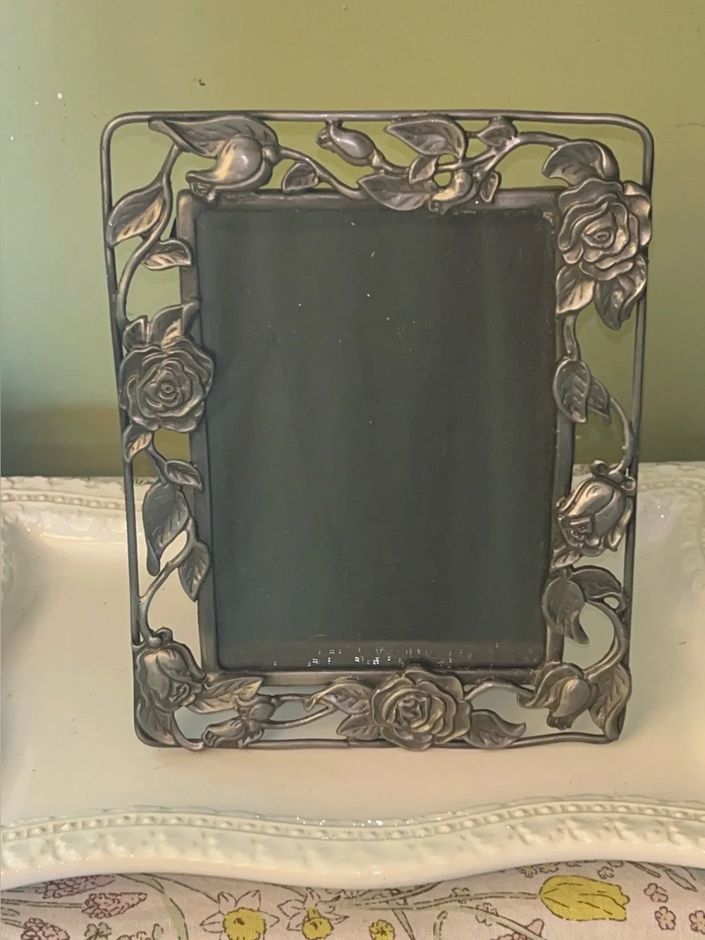 Jennifer Moore Silver Floral Rose Metal Picture Frame